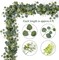 Artificial Eucalyptus Leaves Greenery Garland 2 Packs Faux Eucalyptus Garland Plant Spring Garland Vines with White Flowers Berries Table Runner for Wedding Arch Home Party Mantle Decor